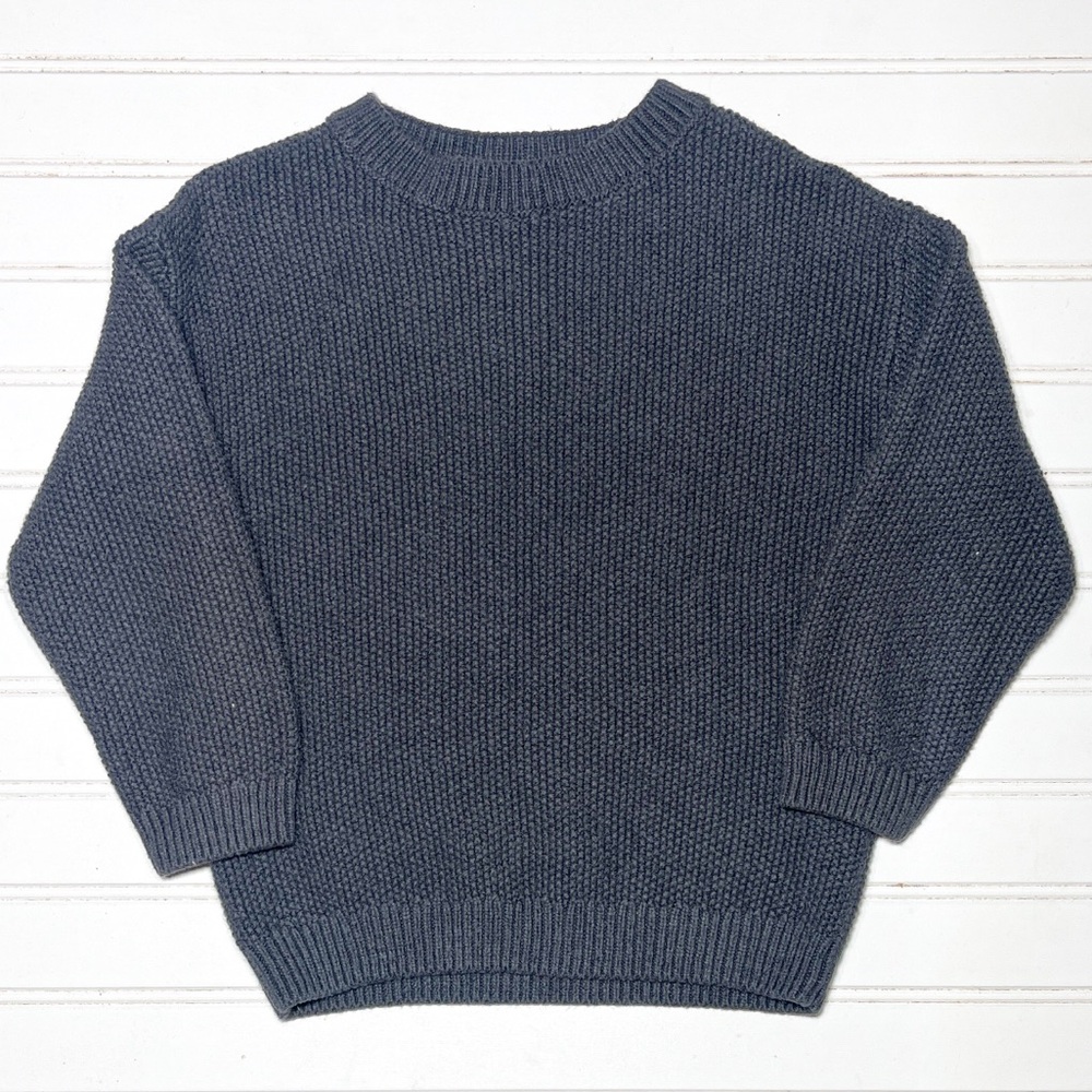 ZARA EUC Wool Blend Neutral Basic Chunky Textured Crewneck Sweater